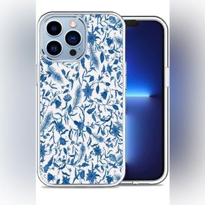 New FESTAS Foral Blue Watercolor Flowers Clear iPhone 13 Pro Case,